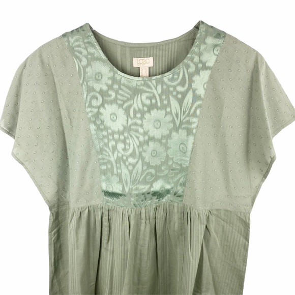 Logo Lavish Peasant Tunic Blouse Green Embroidered - Picture 2 of 5